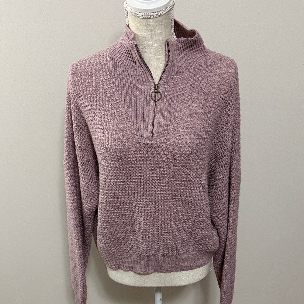 Women's Mauve Half-Zip‎ Knit Sweater
